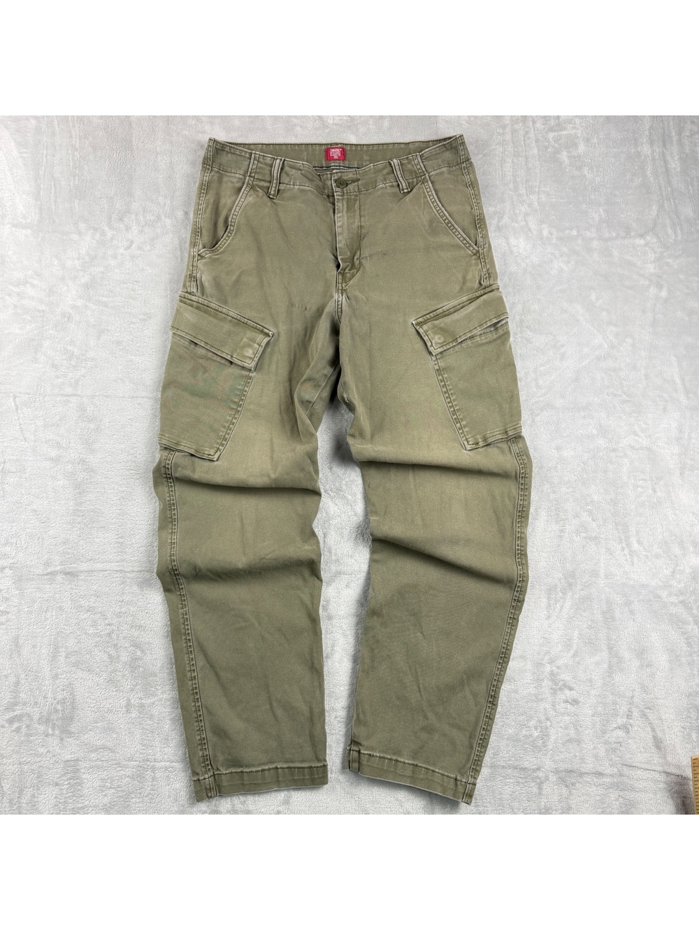 Levi’s Olive Green Cargo Pants WaterLess Utility Straight Leg Y2K Fit30x28 Baggy